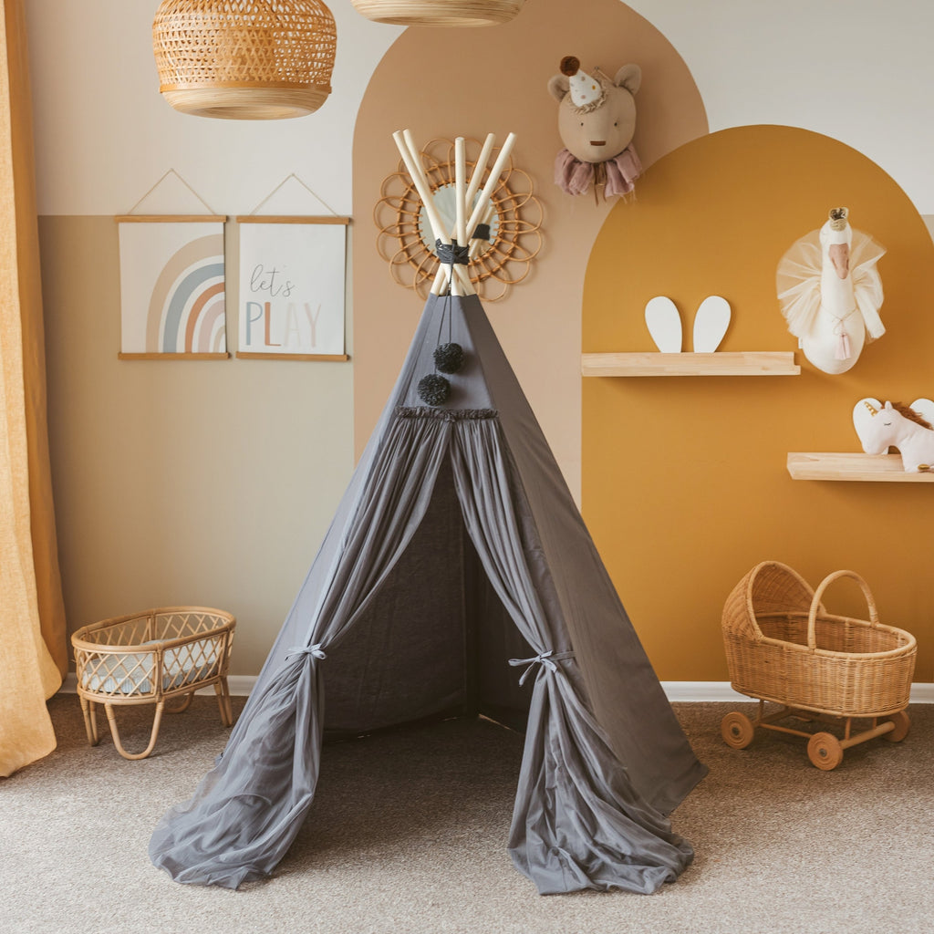 Tipi dla dzieci Fairy z tiulem szare Minicamp – widok 9