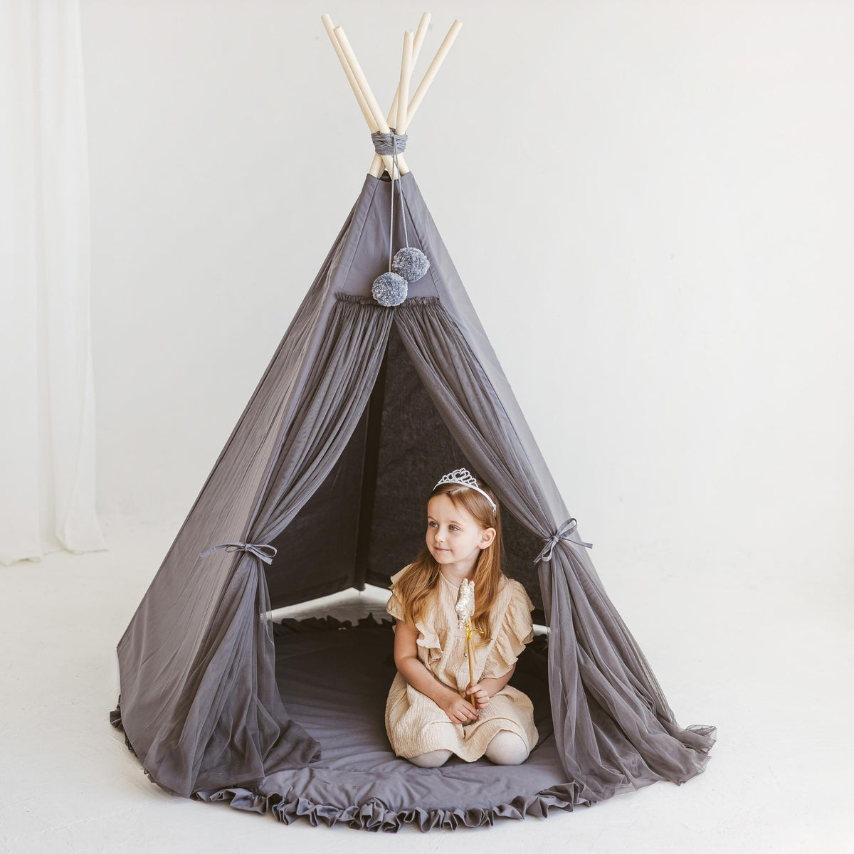 Tipi enfant Fairy avec tulle gris Minicamp – vue 2