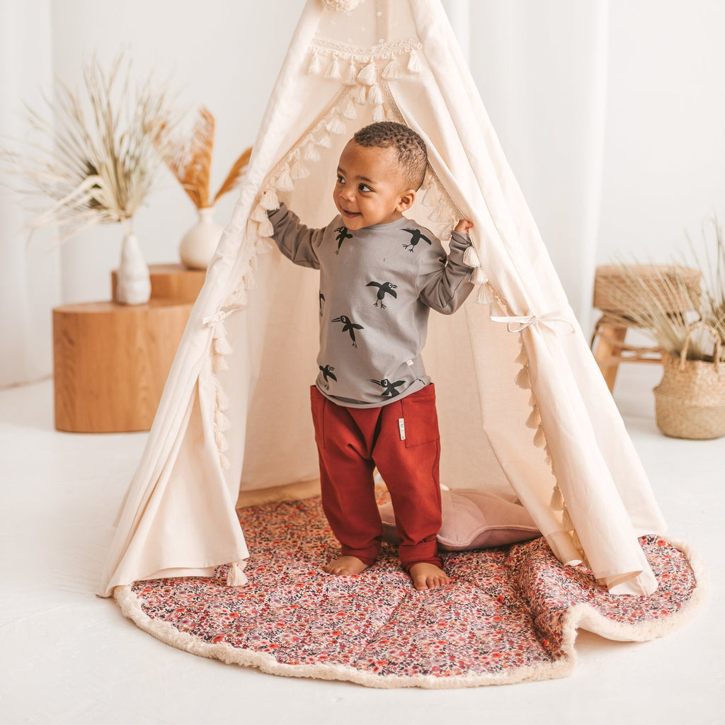 Tapis rond à franges rose fleuri Minicamp – vue 5