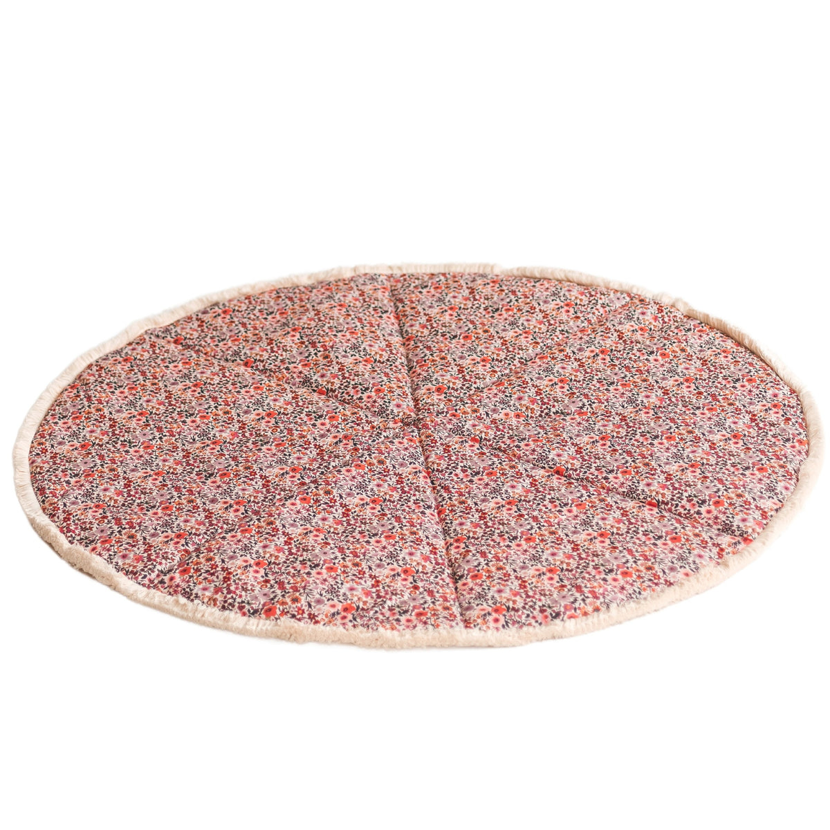 Alfombra redonda con flecos rosa floral Minicamp