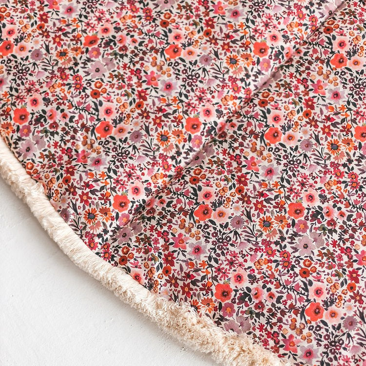 Alfombra redonda con flecos rosa floral Minicamp – vista 2
