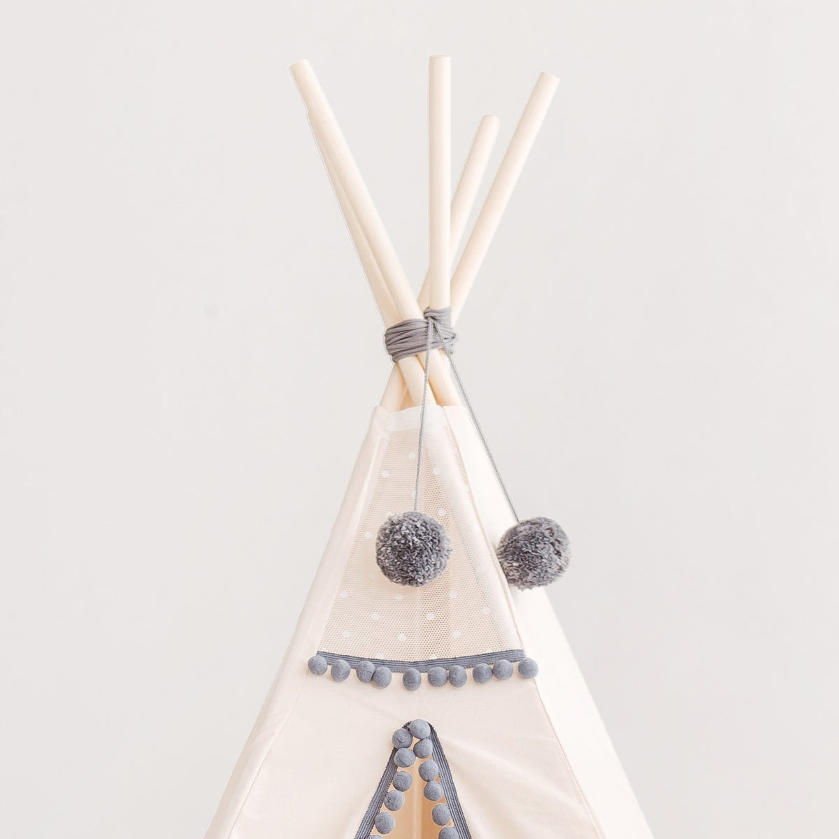 Tipi enfant à pompons gris écru Minicamp – vue 4