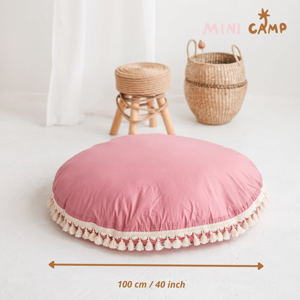 Coussin de sol à glands rose Minicamp – vue 5