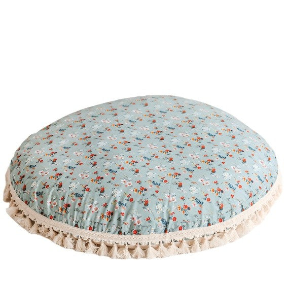 Coussin de sol à glands menthe fleuri Minicamp