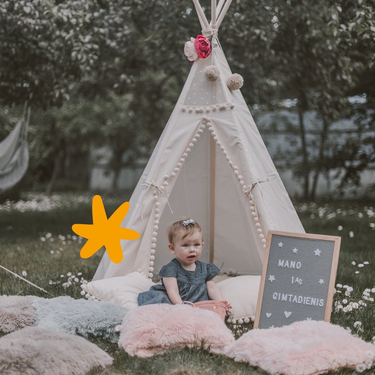 Tipi enfant Original à pompons écru Minicamp – vue 4