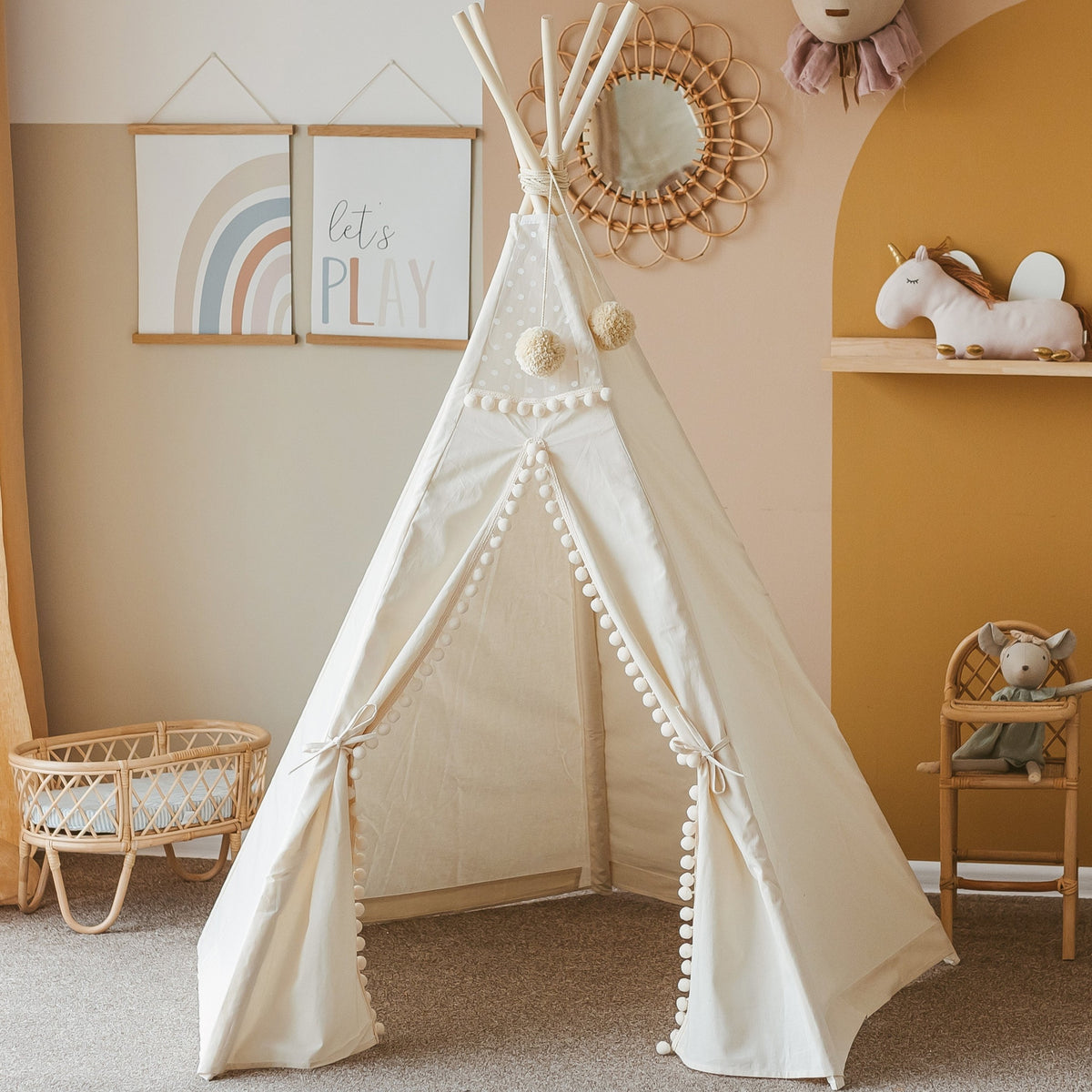 Tipi enfant Original à pompons écru Minicamp – vue 2