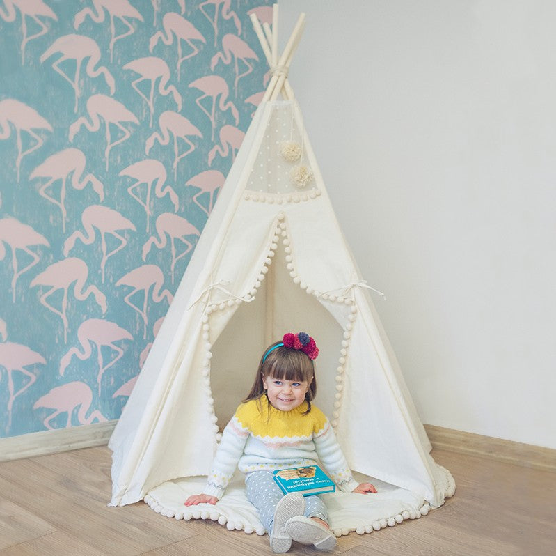 Tipi enfant Original à pompons écru Minicamp – vue 7