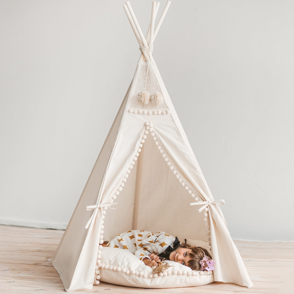 Tipi enfant Original à pompons écru Minicamp – vue 6