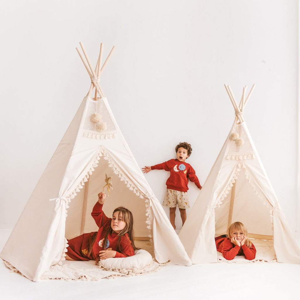 Tipi enfant XL à glands écru Minicamp – vue 3