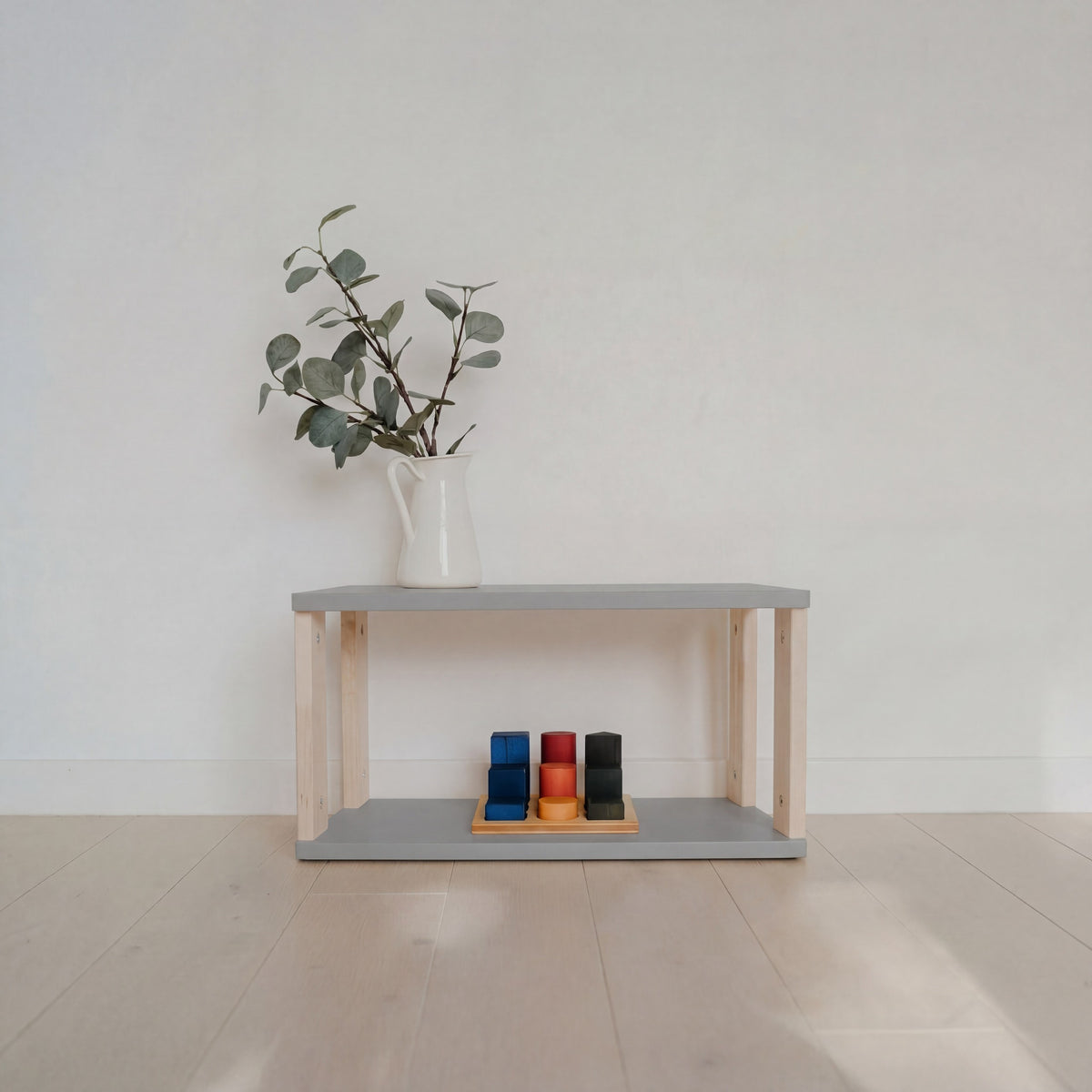 Kast One Little Pine Mini 2 planken, grijs/naturel