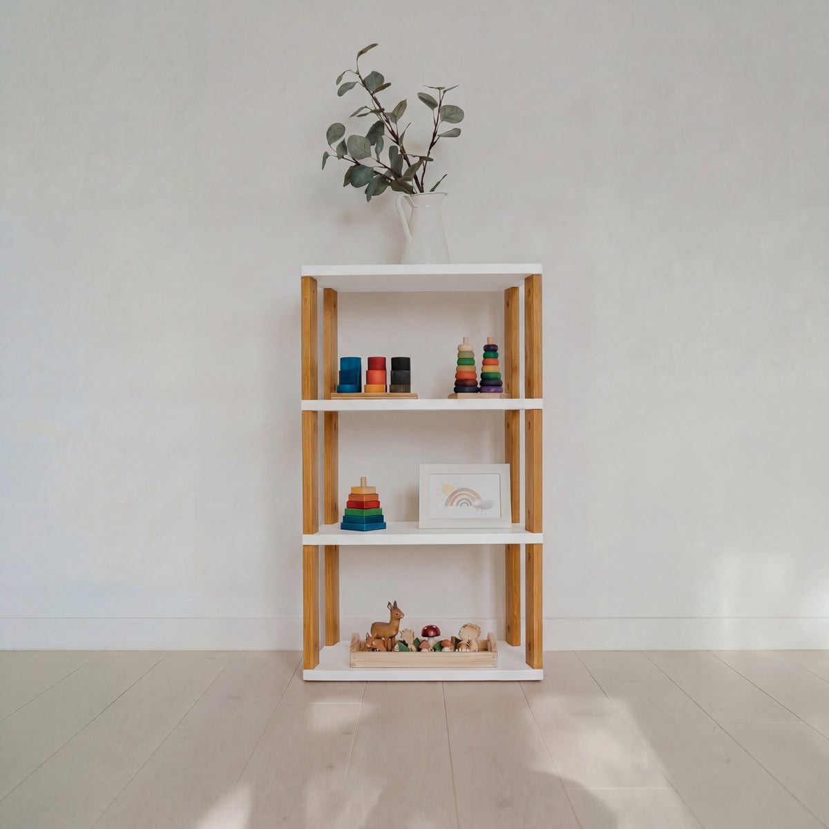Scaffale One Little Pine Mini 4 piani, bianco/marrone