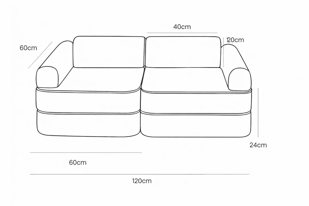 Canapé enfant modulable velours côtelé taupe bees&blooms – vue 3
