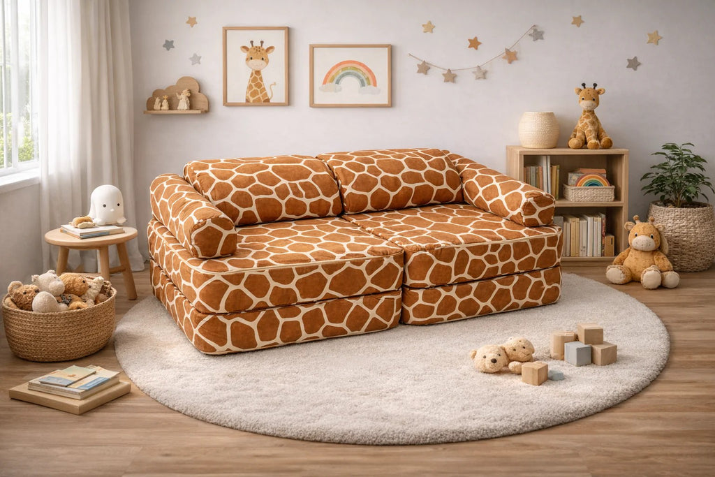 Canapé enfant modulable motif girafe bees&blooms – vue 2
