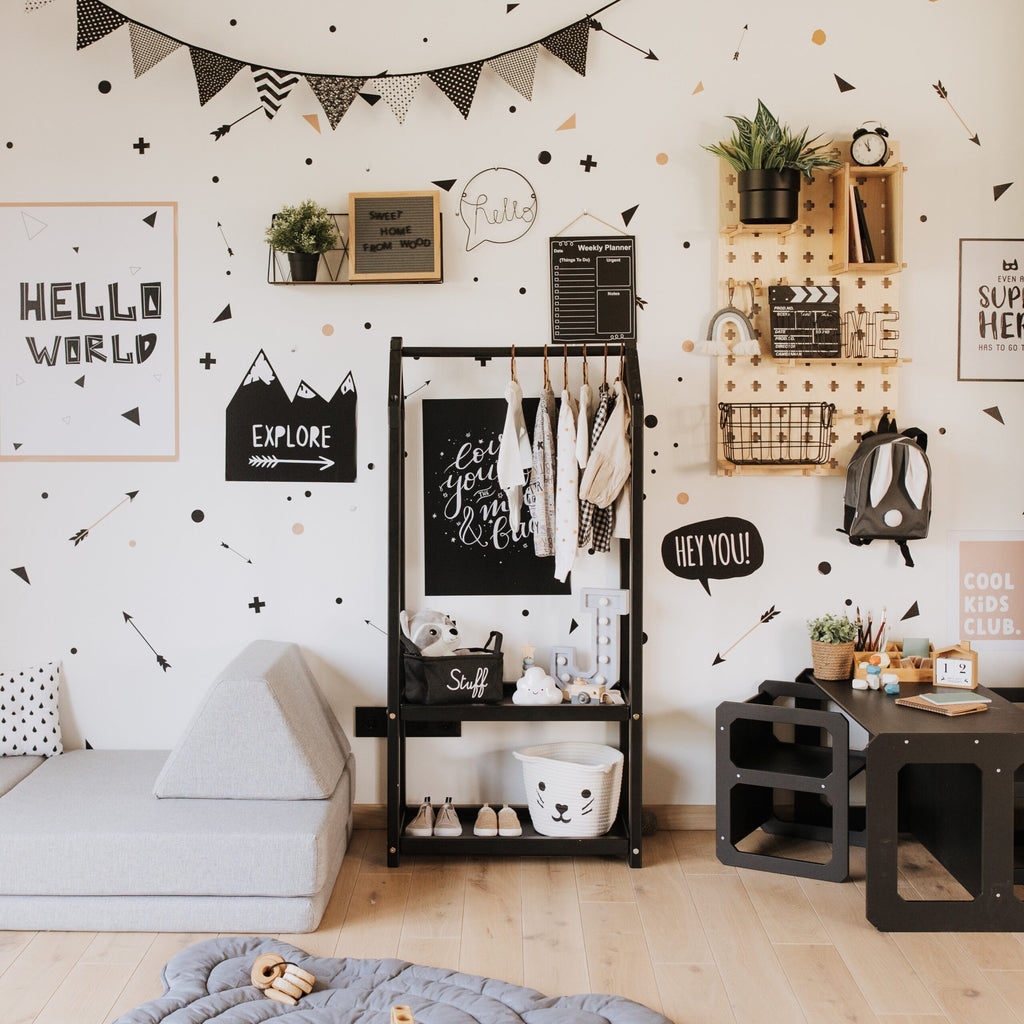 Stojak na ubrania domek ze schowkiem Montessori House Bed – widok 9