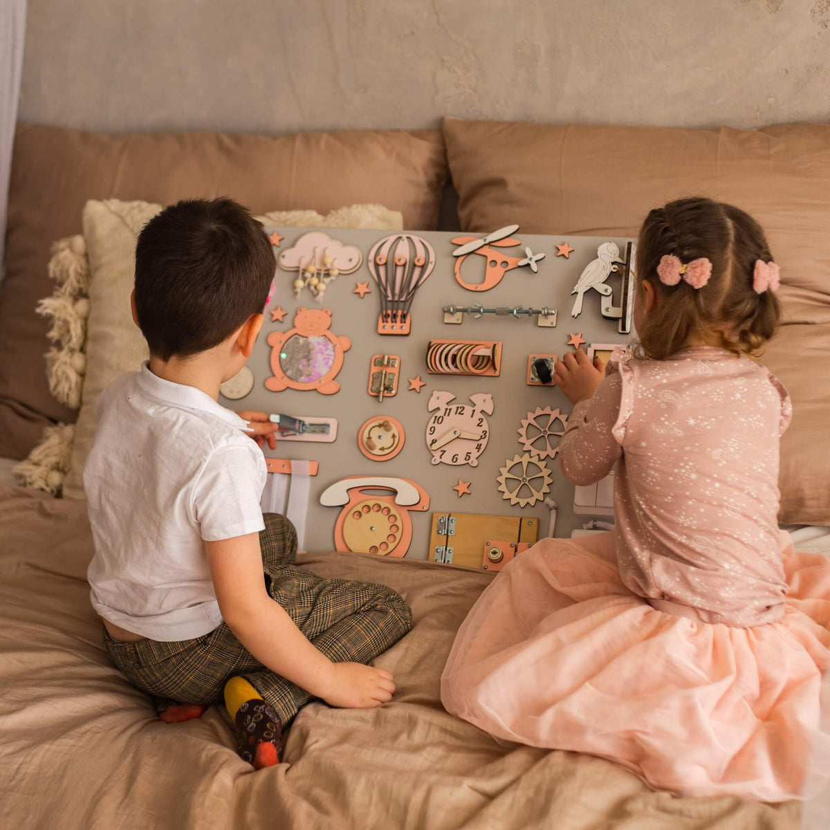 Pannello sensoriale Montessori 50×60 cm BusyBunnyToys – vista 4