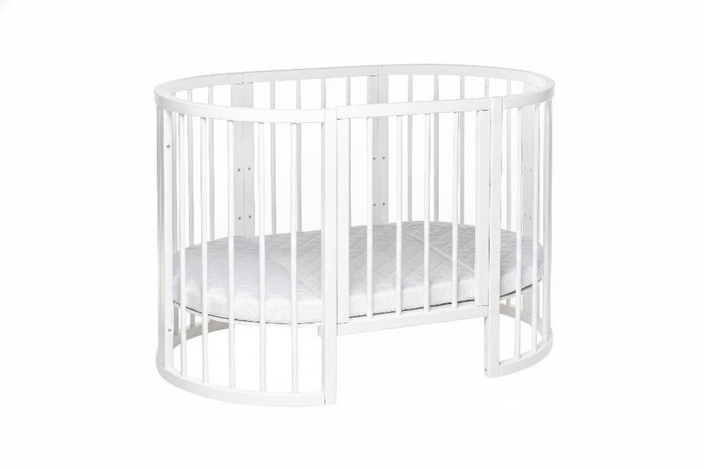 Lit bébé rond évolutif KOTTO Olin avec matelas, blanc