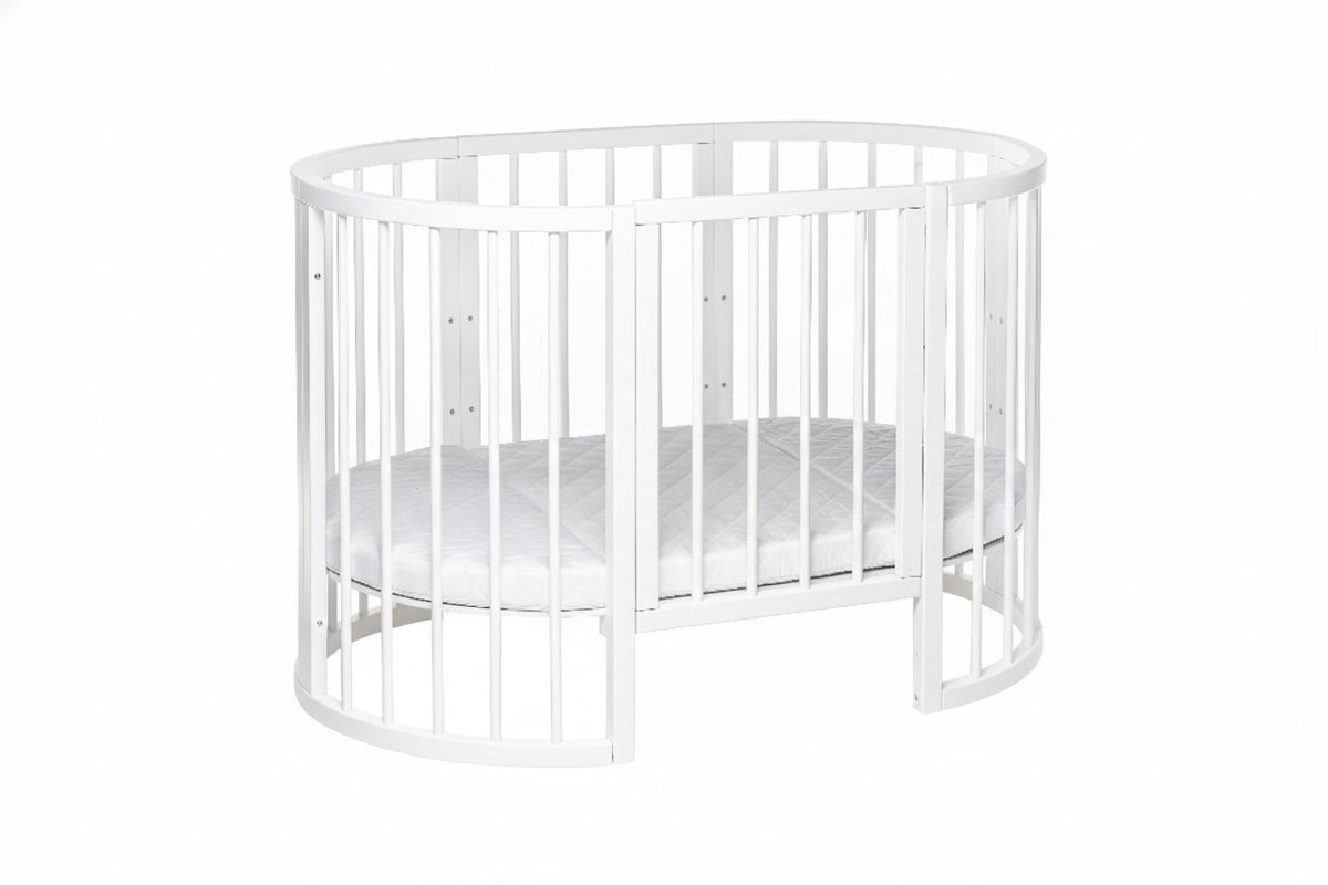 Lit bébé rond évolutif KOTTO Olin avec matelas, blanc