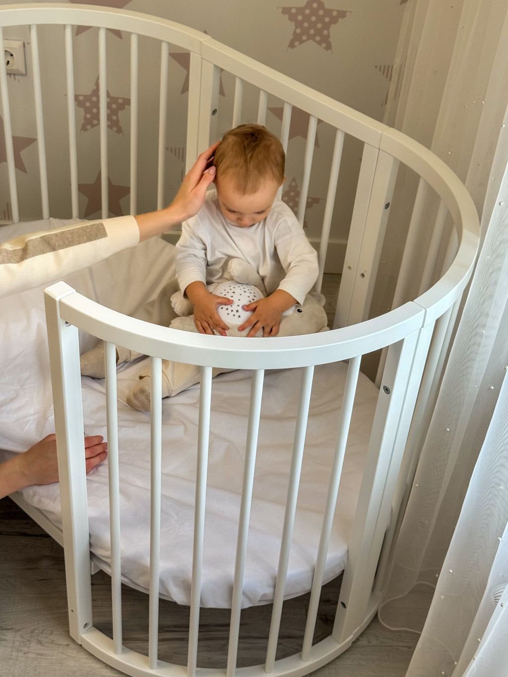 Lit bébé rond évolutif KOTTO Olin avec matelas, blanc