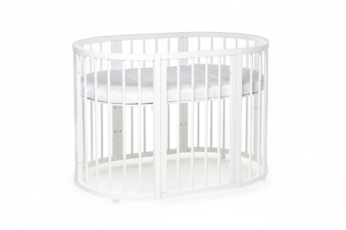 Lit bébé rond évolutif KOTTO Olin avec matelas, blanc