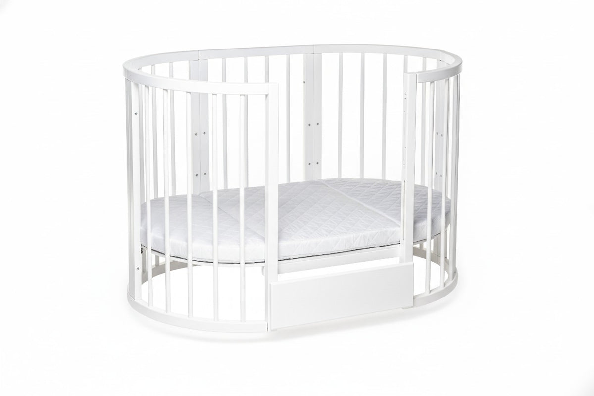 Lit bébé rond évolutif KOTTO Olin avec matelas, blanc