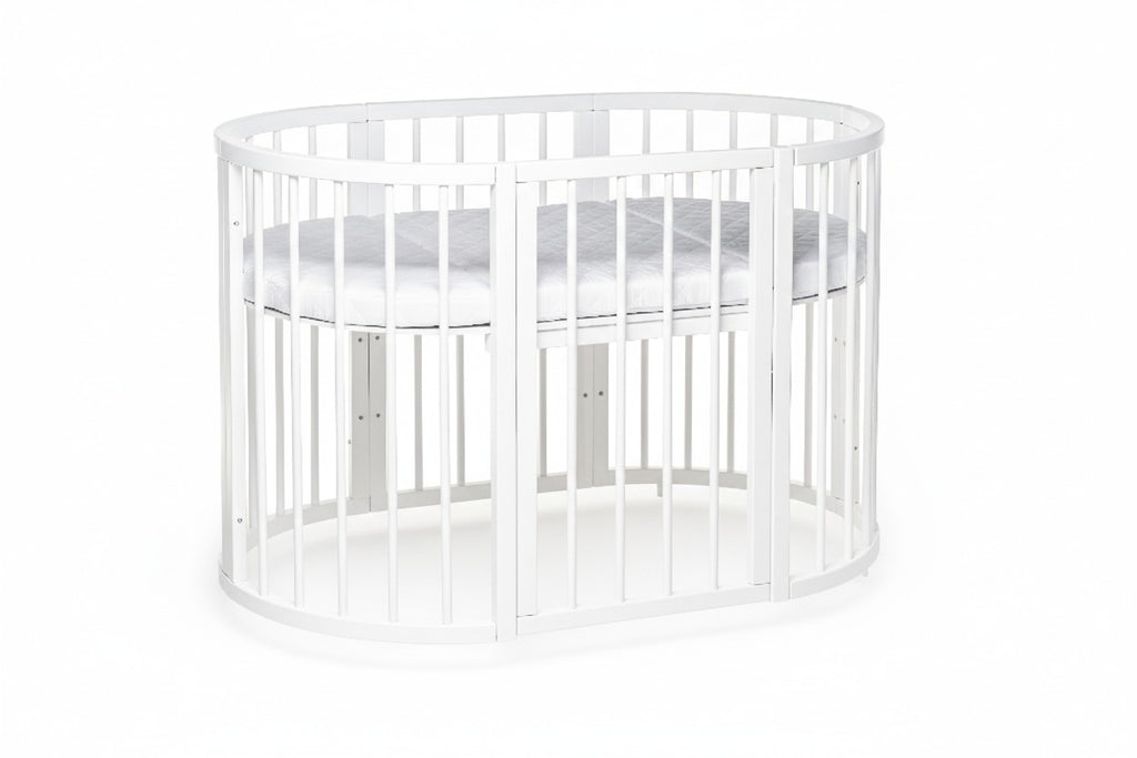 Lit bébé rond évolutif KOTTO Olin avec matelas, blanc