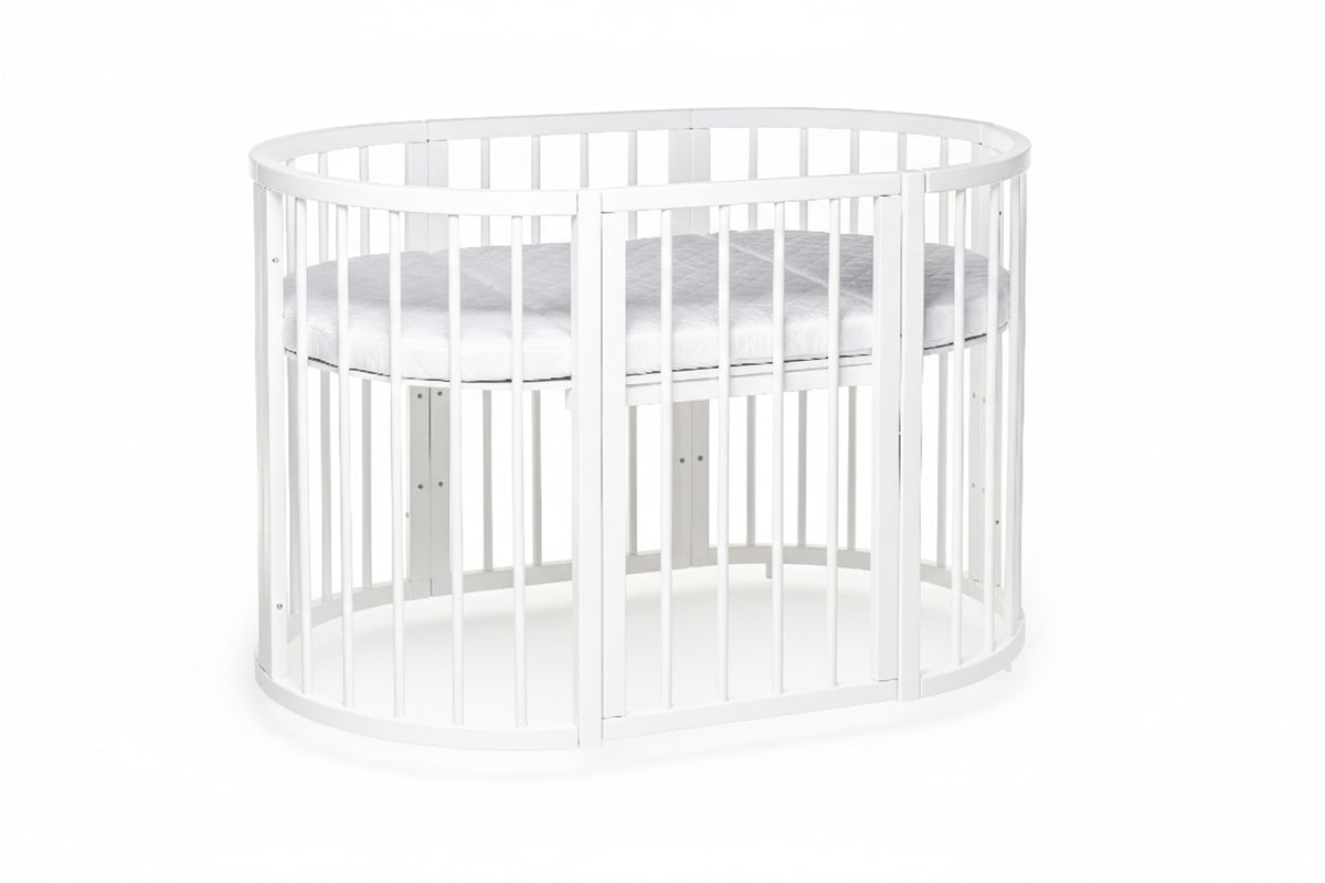 Lit bébé rond évolutif KOTTO Olin avec matelas, blanc