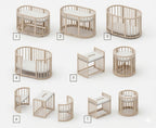 Lit bébé rond évolutif KOTTO Olin avec matelas, cappuccino