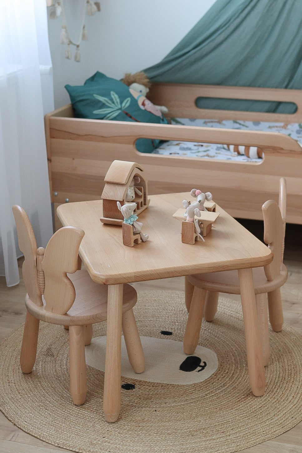Table et 2 chaises enfant motif papillon Kidozia