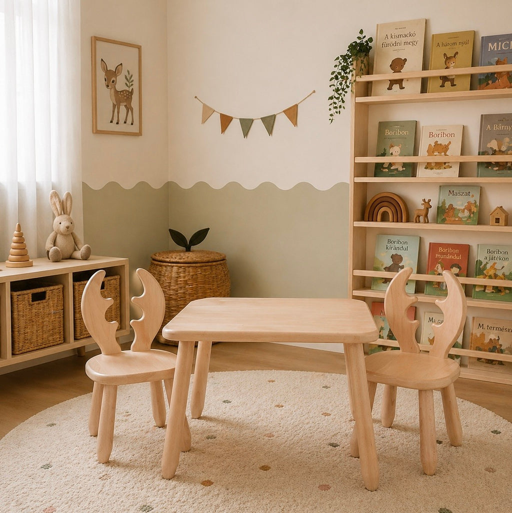 Kindertisch mit 2 Stühlen Motiv Hirsch Kidozia – Ansicht 2