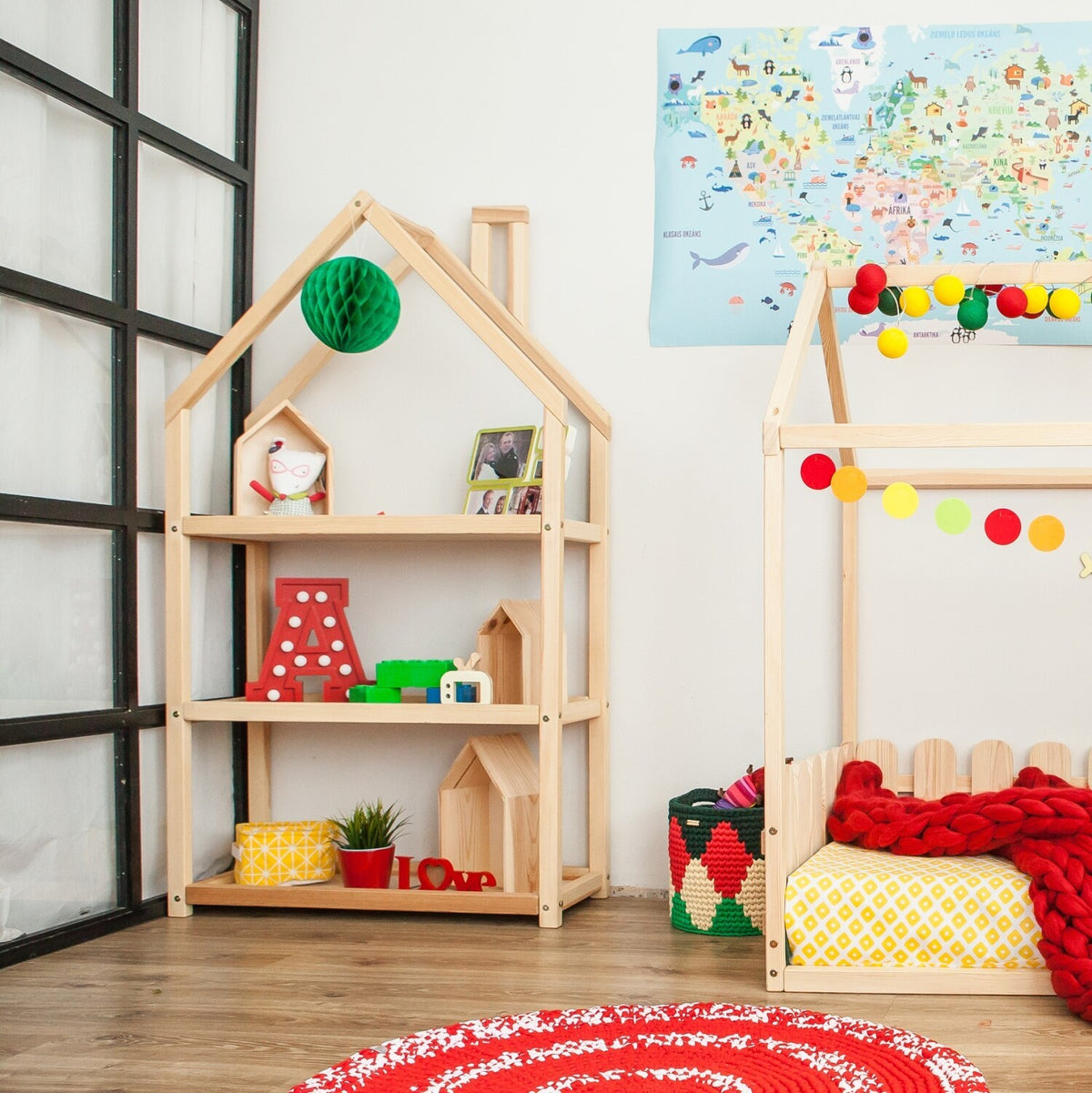 Étagère maison en bois pour chambre d'enfant Montessori House Bed – vue 16