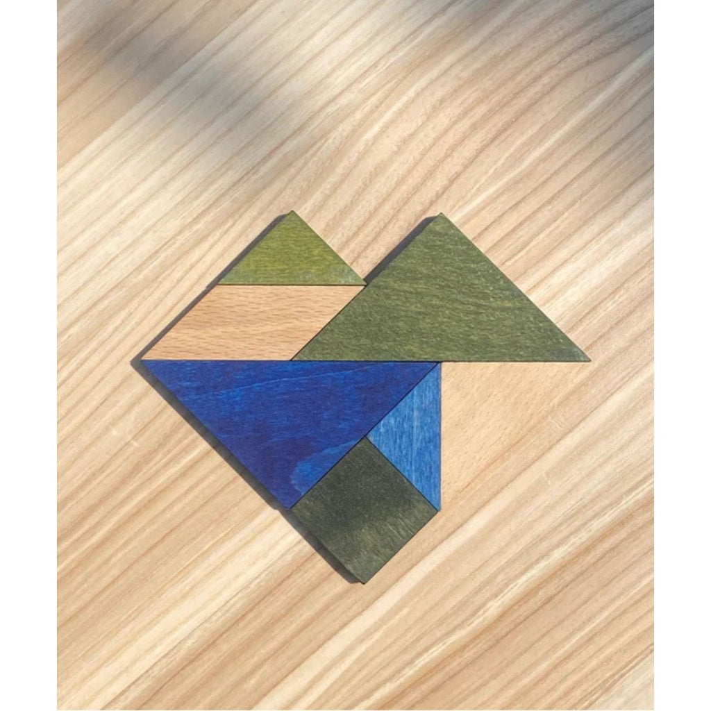 Tangram en bois couleurs froides Wooden Story – vue 3