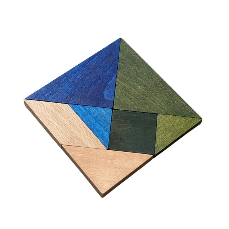 Tangram en bois couleurs froides Wooden Story